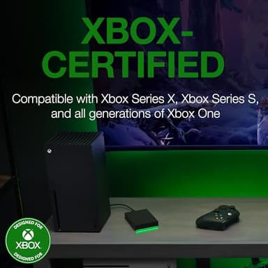 Seagate Game Drive for Xbox 5 TB External Hard Drive Portable HDD - USB 3.2 Gen 1, Black with Built-in Green LED bar, Xbox Certified, 3 Year Rescue Services(STKX5000403) - Image 3