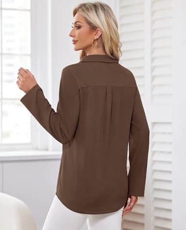 Ladies Tops and Blouses, Polo Shirts for Women Cute Tops Business Casual Outfits Office Wear Work Attire V Neck Going Out Basic Shirt Clothes 2024 Fashion Fancy Evening Coffee L - Image 4