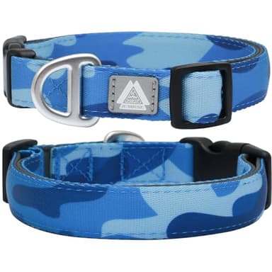 JC HOUSE Soft Padded Dog Collar, Neck 16’’-25’’, Adjustable Heavy Duty Collar with 3M Reflective Logo for Medium, Large Dogs, Camo Blue, L - Image 1