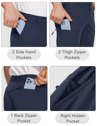 MAGCOMSEN Hiking Pants for Men Quick Dry Stretch Work Pants Water Resistant Lightweight for Travel Trekking Fishing Navy Blue - Image 3