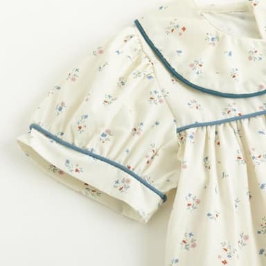 Curipeer Little Baby Girls Floral Short Sleeve Casual Dress Peter Pan Collar Toddler Ruffled Zip Up Playwear Dress for Autumn and Spring 7T - Image 3