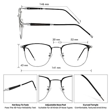 GUDVUE Blue Light Glasses, Computer/Gaming/TV/Phones Glasses for Women/men, Anti Glare/UV400/Eye Strain, Sliver - Image 4