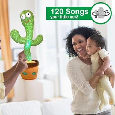 Pbooo Dancing Talking Cactus Mimicking Toy,Talking Repeat Singing Sunny Cactus Toy 120 Pcs Songs for Baby 15S Record Your Sound Sing+Dancing+Recording+LED - Image 5