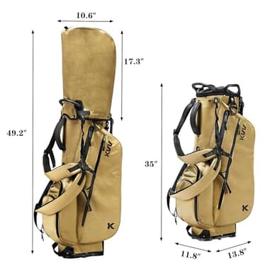 KVV Lightweight Golf Stand Bag with 7 Way Full-Length Dividers, 5 Zippered Pockets, Automatically Adjustable Dual Straps，Elegant Design(Khaki) - Image 4
