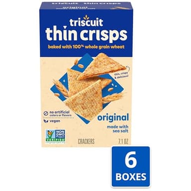 Triscuit Thin Crisps Original Whole Grain Wheat Crackers, Vegan Snacks, Bulk Snack Crackers, 6 - 7.1 oz Boxes - Image 4