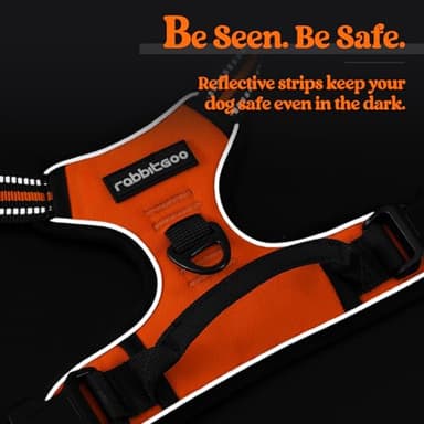 rabbitgoo Dog Harness No Pull with 2 Leash Clips, Adjustable Soft Padded, Reflective Oxford No Choke Pet Vest with Easy Control Handle for Large Dogs, Orange, XL - Image 7