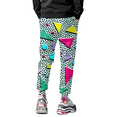 VVGETE 80s Men's Jogger Sweatpants Lightweight Track Pants,Mens Casual Pants 90s Outfit for Men Black - Image 4