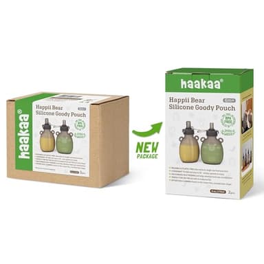 haakaa Happii Bear Silicone Goody Pouch,Reusable Baby Food Pouches for Homemade Organic Purees, Juices, Smoothies, and Yogurt - Perfect for Toddlers and Kids - 2 Pack, 6oz - Image 8