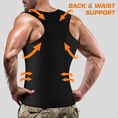 Cimkiz Mens Sweat Sauna Vest for Waist Trainer Zipper Neoprene Tank Top, Adjustable Sauna Workout Zipper Suit (Black, Large) - Image 4