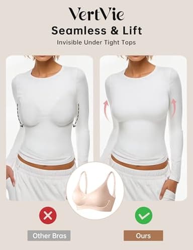 Vertvie Womens Seamless Bra No Underwire Comfort Push Up Bras Buttery Soft Wireless Bralette Full Coverage Sport Everyday Bra(Skin,Small) - Image 4