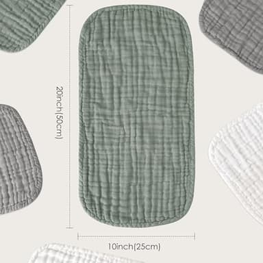 Sunny zzzZZ Muslin Burp Cloths for Baby 100% Cotton Burping Cloths for Unisex, Boy, Girl - Large 20'' by 10'' Newborn Essentials Ultra Soft Absorbent Milk Spit Up Rags - 12 Pack - White+Green+Grey - Image 3