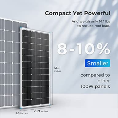 Renogy 2PCS Solar Panels 100 Watt 12 Volt, High-Efficiency Monocrystalline PV Module Power Charger for RV Marine Rooftop Farm Battery and Other Off-Grid Applications, 2-Pack 100W - Image 2