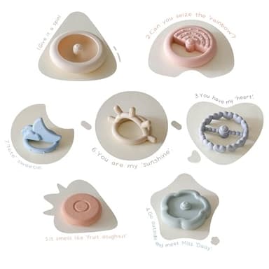 Moonkie Stacks of Circles Soft Teething Toy | Educational Learning Baby Toy | Stacking Ring Toys for Babies Boy and Girl | 7 Piece Teethers Set - Image 7