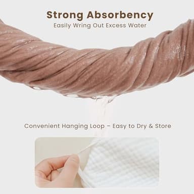 Konssy 2-Pack Muslin Hooded Baby Towels, 100% Cotton, Ultra-Soft & Absorbent Baby Bath Towels with Hood for Newborn & Infant (Taupe,Soft Blooms,32" x 32") - Image 3