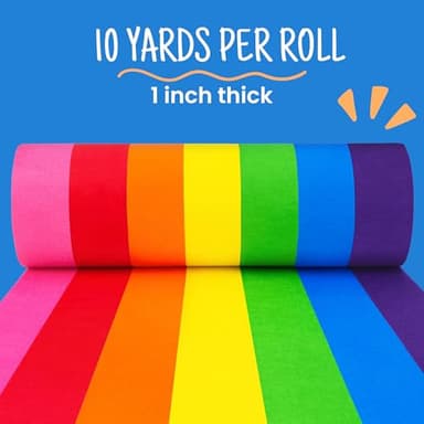 Craftzilla Colored Masking Tape - 7 Roll Multi Pack - 210 Feet x 1 Inch of Colorful Craft Tape for Arts & Crafts, Labeling and Color- Coding - Image 2