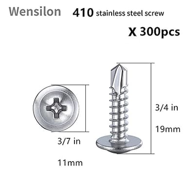 Wensilon（300pcs）#8×3/4”for Sheet Metal Self-Tapping Screws 410 Stainless Steel Truss Head High-Strength Quick Tapping Screws - Image 2