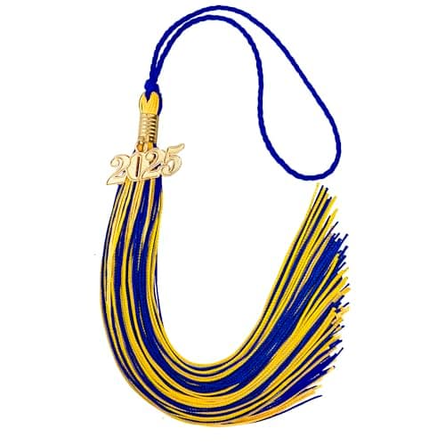 2025 Tassel Graduation, Tassels for Graduation Cap 2025, Blue Gold Tassel Cap Decorations with Gold Charms Memorial Cords Graduate Hat Ceremonies Accessories for Class of School Grad Souvenir Gifts - Image 1