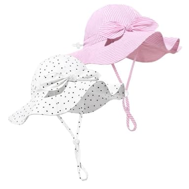 Baby Girl Sun Hat Summer Foldable Beach Hats with UPF50+ Sun Protection Wide Brim Toddler Bucket Hat Cap 2-4Years - Image 1