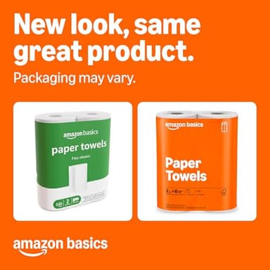 Amazon Basics 2-Ply Flex-Sheets Paper Towels, 2 Basics Rolls = 6 Regular Rolls, Everyday Value with 150 Sheets per Roll, Packaging May Vary - Image 2
