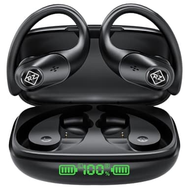 Wireless Earbuds Bluetooth Headphones 96H Playtime LED Display Waterproof Built in Mic Deep Bass Sound Secure Over Ear Buds Earhooks for iPhone Android Samsung Cell Phones Sport - Image 1