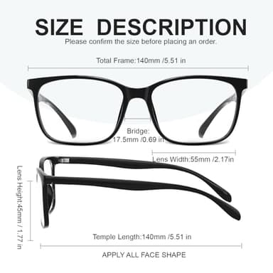 hunsquer Blue Light Glasses for Women Blue Light Blocking Glasses Men Computer Gaming Blue Screen Glasses Mens Blue Light Blocker Glasses - Image 6