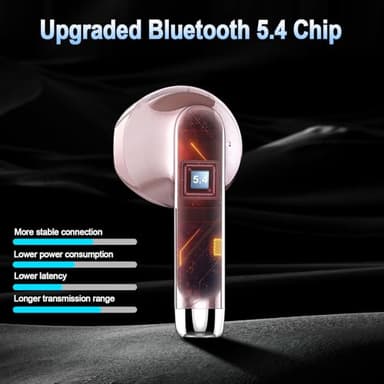 Wireless Earbuds, Bluetooth Headphones 5.4 with ENC Noise Cancelling Mic, 40H Bluetooth Ear buds Stereo Bass with LED Display Charging Case, IP7 Waterproof Wireless Earphones for Android/iOS, Rosegold - Image 3