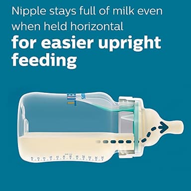 Philips Avent Anti-Colic Baby Bottle with AirFree Vent, 9oz, with Flow 2 Nipples, 1m+, 4pk, Clear, SCY703/04 - Image 4