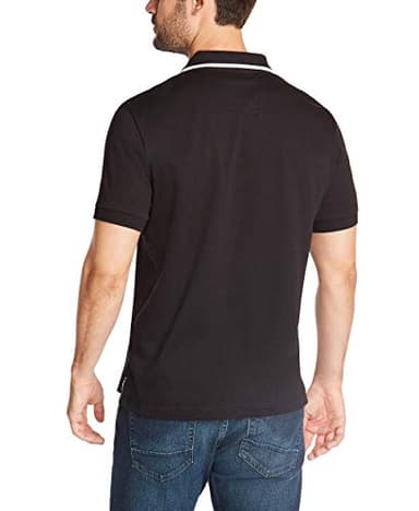 Nautica Men's Classic Fit Short Sleeve Dual Tipped Collar Polo Shirt Shirt, -True black, Medium - Image 3
