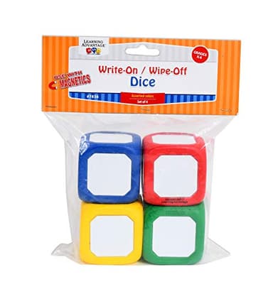 Learning Advantage Write-On Wipe-Off Dice - 2" - Set of 4 - Magnetic Dry Erase Dice - Image 3