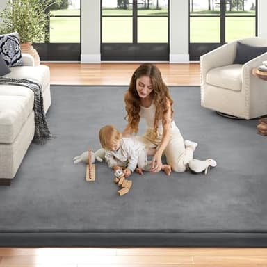 ILPEOD Baby Play Mat 1.2" Thick Memory Foam Nursery Rug Area Rug, 13’1” X 6’7” Yoga Mat Playmat Crawling Mat for Baby,Toddlers, Infants, Kids,Floor Mat Tatami Mat for Living Room with Non-Slip(Grey) - Image 5