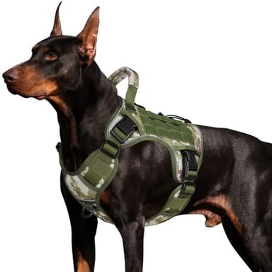 WINGOIN Tactical Dog Harness for Large Dogs, Heavy Duty No Pull Dog Harness with Handle, Adjustable Reflective Military K9 German Shepherd Big Size Dog Vest for Walking, Hunting, Green Camo (L) - Image 1