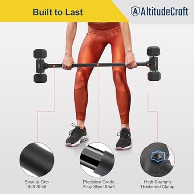 AltitudeCraft Dumbbell to Barbell Converter, Transform Dumbbells to Barbell Bar, Dumbbell Barbell Converter for Home Gym, Adjustable to 200 lb Capacity - Image 5