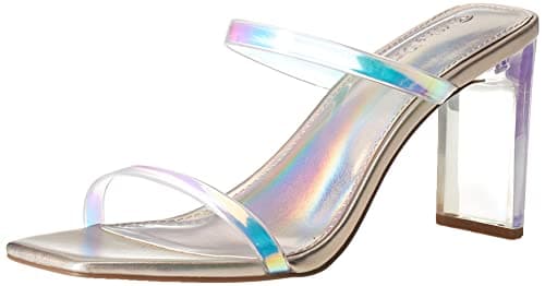 The Drop Women's Avery Square Toe Two Strap High Heeled Sandal, Iridescent, 10 - Image 1