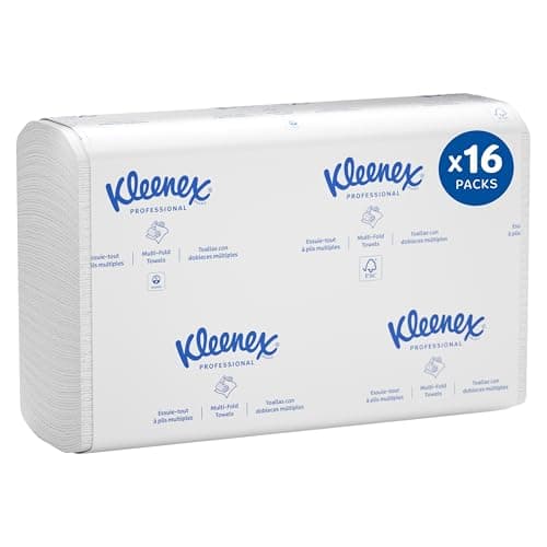 Kleenex Professional Universal Multifold Paper Towels, Bulk (01890), Absorbency Pockets, 9.2" x 9.4" Towel, White (150 Sheets/Pack, 16 Packs/Case, 2,400 Sheet Total) - Image 1