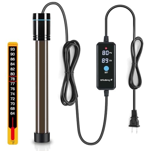 Orlushy 500W Submersible Aquarium Heater, Adjustable Fish Tank Heater with Digital Display External Controller, Overheat Protection and Free Thermometer for 55-80 Gallons Freshwater and Saltwater Tank - Image 1