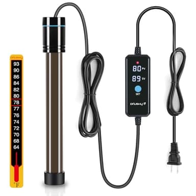 Orlushy 500W Submersible Aquarium Heater, Adjustable Fish Tank Heater with Digital Display External Controller, Overheat Protection and Free Thermometer for 55-80 Gallons Freshwater and Saltwater Tank - Image 1