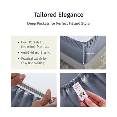 California Design Den Queen Deep Pocket Sheet Set - Certified 100% Egyptian Cotton Sheets, Lightweight & Crisp Percale, Cool & Durable Luxury Bedding Set - Mineral Blue - Image 5