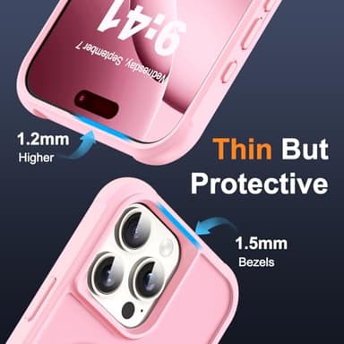 SKYLMW Compatible with iPhone 16 Pro Max Case with Invisible Magnetic O-Ring Stand Military-Grade Translucent Case for iPhone 16 ProMax 6.9" [Compatible with Mag-Safe][Great Grip Feeling], Pink - Image 6