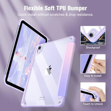 Fintie Hybrid Slim Case for iPad Mini 7 (A17 Pro, 7th Generation) 2024 / iPad Mini 6 (6th Gen) 8.3 Inch, [Built-in Pencil Holder] Shockproof Cover Clear Transparent Back Shell, Fantasy Ombre - Image 4