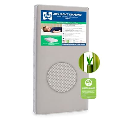 Sealy Baby Airy Night Diamond Breathable Crib Mattress, Made in USA, GREENGUARD GOLD Certified, Supportive & Sustainable Mesh Surface, 2 Stage, Toddler Bed Fit, Safety & Quality Tested, 52x28" - Image 1