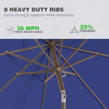 AreShark 9 FT Patio Umbrella for Outdoor, Outdoor Umbrella with Push Button Tilt and Crank, Outdoor Patio Umbrellas with 8 Sturdy Ribs for Market, Garden, Deck, Backyard, Pool (Navy) - Image 4