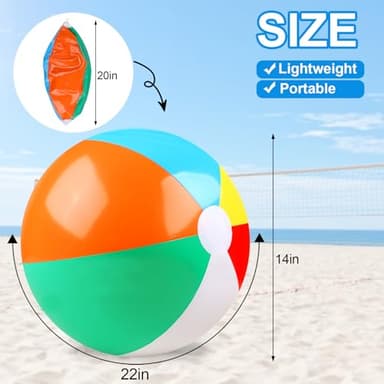 2 Pack Beach Balls, 20 Inch Beach Balls, Rainbow Color Pool Toys Pool Balls for Swimming Pool, Beach Toys Inflatable Ball for Summer Parties and Water Games - Image 2