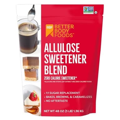 BetterBody Foods Allulose Sweetener 3 LB Bag - Zero Calorie, Non-GMO & Gluten -Free, 1:1 Sugar Replacement with No Aftertaste, Perfect for Baking and Caramelizing - Image 1