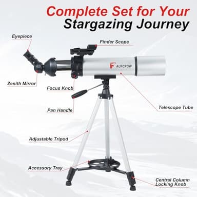 Telescope for Kids Adults 80mm Aperture 600mm Refractor Telescopes High Magnification Astronomical Telescope for Beginner, Telescopio with Phone Adapter Carrying Bag Tripod - Image 6