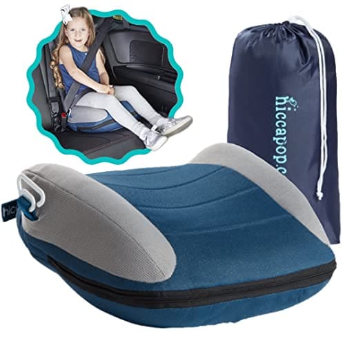 Hiccapop UberBoost Inflatable Booster Car Seat | Travel Booster Car Seat | Portable Booster Seat for Toddlers, Kids, Child (Navy/Gray) - Image 1