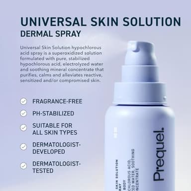 Prequel Skin Universal Skin Solution Hypochlorous Acid Spray for Face and Body. Fine Mist HOCL Facial Cleanser and Dermal Spray with Minerals & Electrolyzed Water - pH-Stabilized Care. 4oz - Image 3