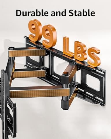 EconoMe TV Wall Mount for Most 26-65 inch tvs, Full Motion TV Mount Swivel and Tilt, Wall Mount Bracket Max VESA 400x400mm, Holds up to 99 lbs, Fits 12” 16" Wood Studs. - Image 8