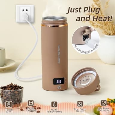 Travel Electric Kettle Portable Mini Kettle,Small Hot Water Boiler with 4 Temperature Settings,304 Stainless Steel, Fast Boiling Water with Auto Shut-Off and Boil Dry Protection,400 ml (Brown, 400ML) - Image 2
