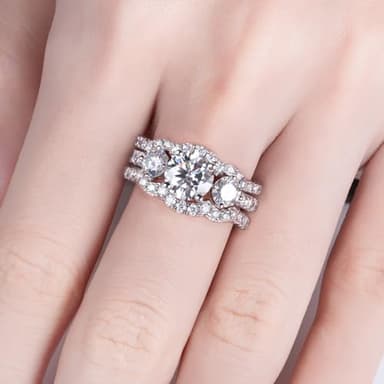 AimiIee Moissanite Wedding Rings Bridal Set 3.7CTTW D Color VVS1 Clarity Round Brilliant Cut Lab Grown Diamond S925 Sterling Silver Wedding Band Engagement Rings Christmas Gift for Women with Certificate(8.5) - Image 9