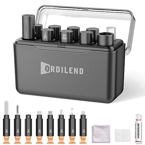 Ordilend for iPhone Cleaning Kit for Charging Port Cleaner, Cleaner Kit for AirPod Multi-Tool iPhone Cleaner Repair Lightning Cable for iPad Connector Airpod Speaker Compact Portable with Storage Case - Image 1